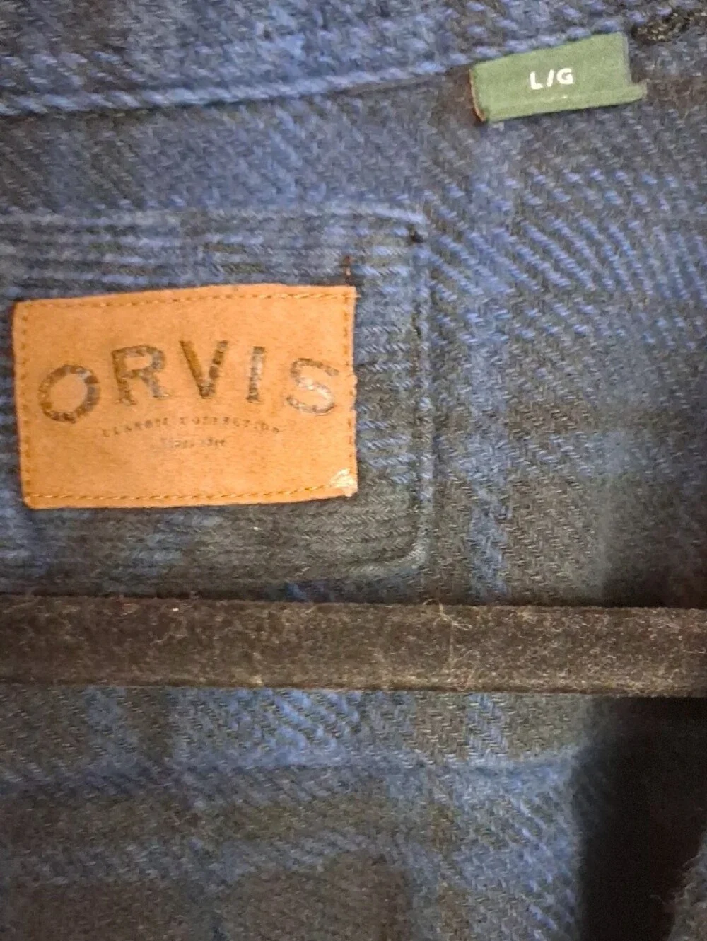 Orvis Blue and Black Plaid Men's Casual Button-Down Shirt